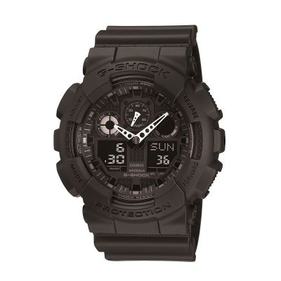 Mens Casio 'G-Shock' Black and LCD Plastic/Resin Quartz Chronograph Watch